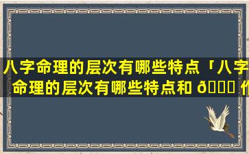 八字命理的层次有哪些特点「八字命理的层次有哪些特点和 🍀 作用」